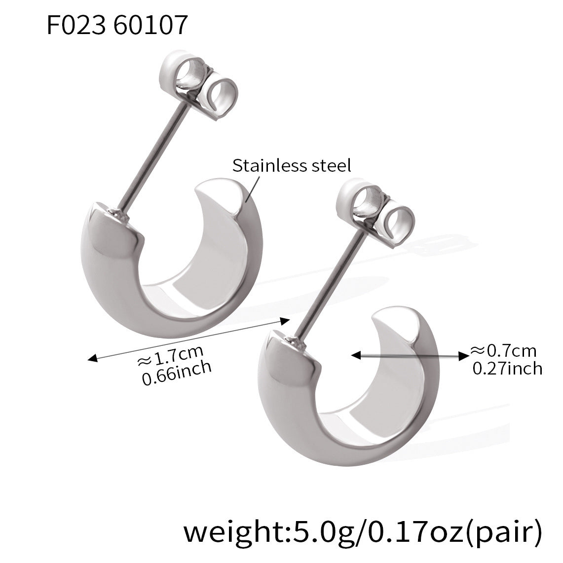B廠【F023】歐美ins小眾設計半圓C型耳環不鏽鋼材質鍍18k真金個性簡約耳環女
26.01-2