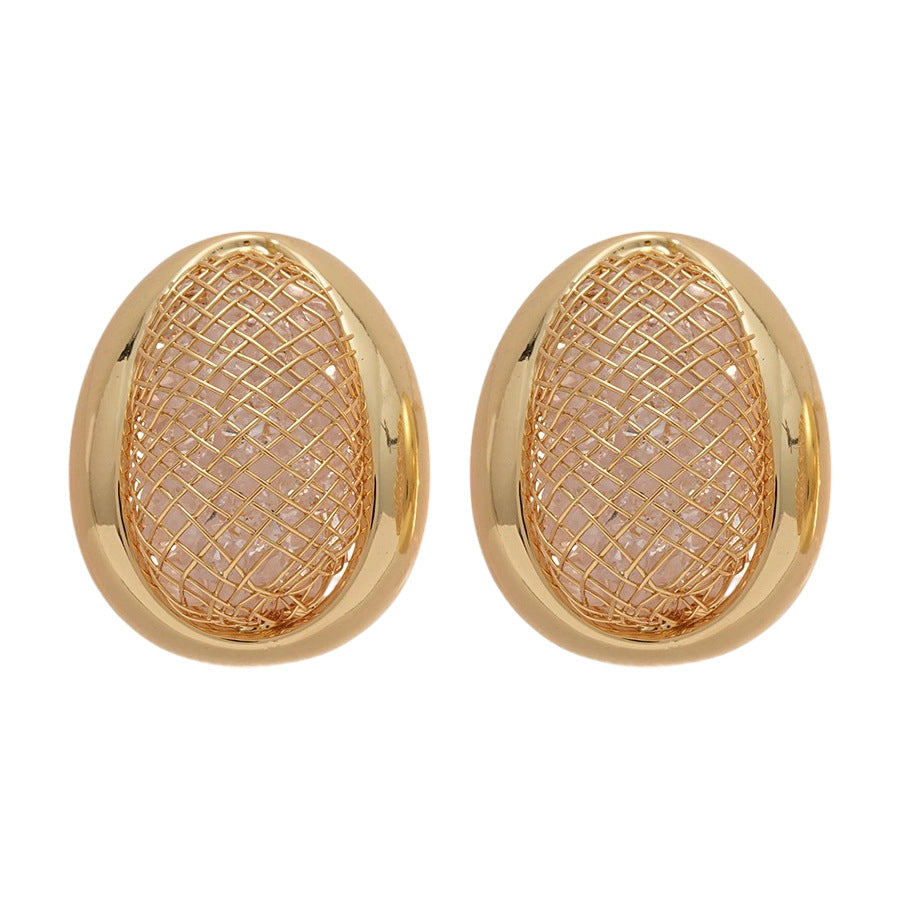 A廠【HE25509】925銀針網格水滴形耳環小眾個性時尚氣質復古耳環輕奢高級感耳飾 25.03-4