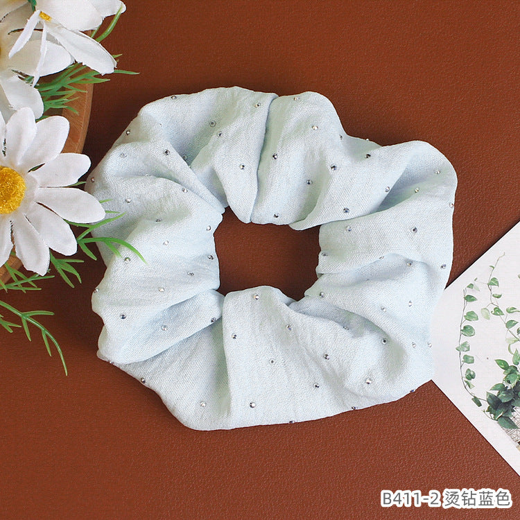 D廠【B411】田園風小花大腸髮圈高級感滿天星水鑽頭繩韓系少女丸子頭髮繩皮筋 24.06-1「D廠-單筆結帳需滿,NT$600出貨(不含運費)」