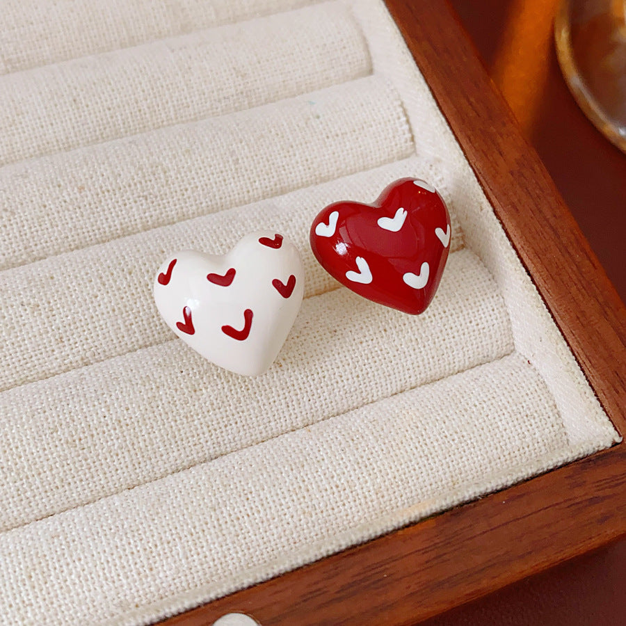 A廠【WE4155】925銀針滴油愛心不對稱耳環小清新甜美氣質耳環小眾設計感耳飾
 25.10-3