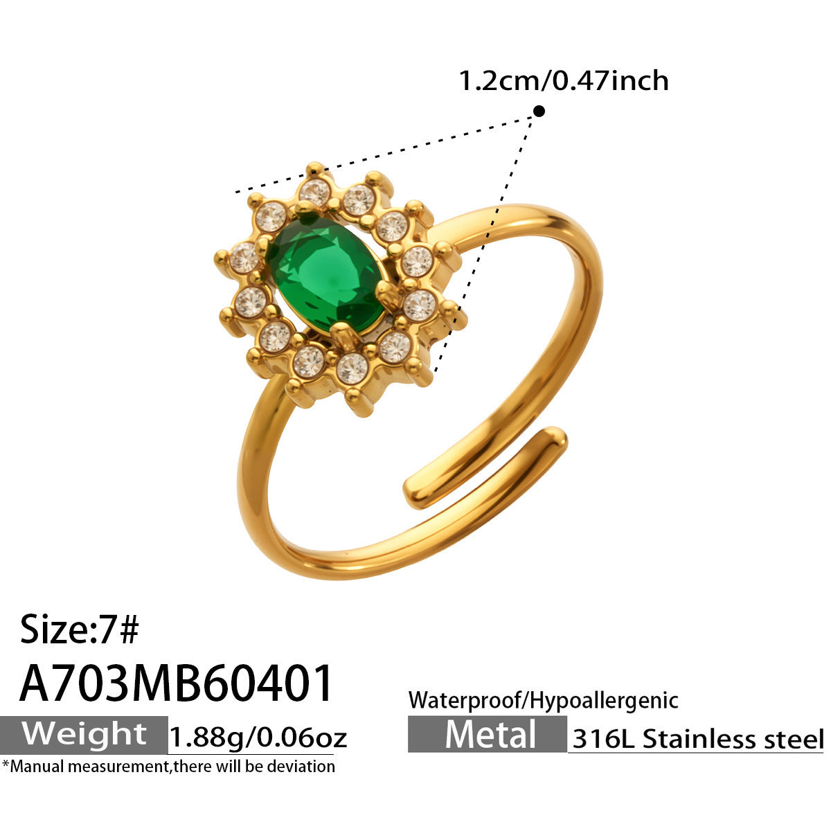 B廠【A703】跨境新款小眾設計小菊花開口戒指不鏽鋼鑲嵌鋯石花朵戒指組合
26.04-3