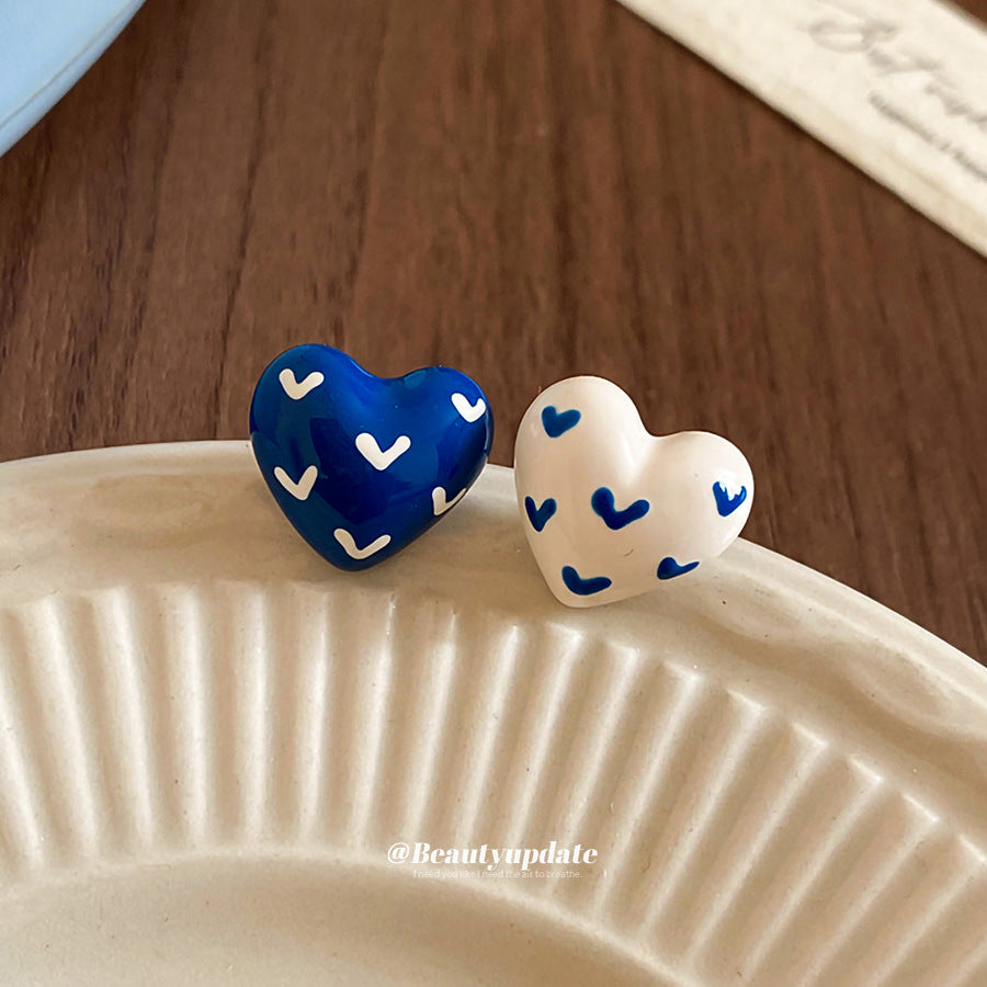 A廠【WE4155】925銀針滴油愛心不對稱耳環小清新甜美氣質耳環小眾設計感耳飾
 25.10-3