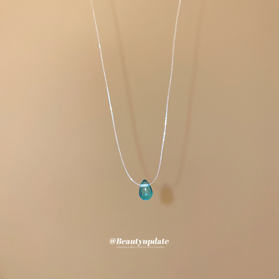 A廠【HN8744】鋯石圓形水滴吊墜項鍊時尚簡約小眾設計感鎖骨鏈輕奢高級感項鍊飾女 25.06-4