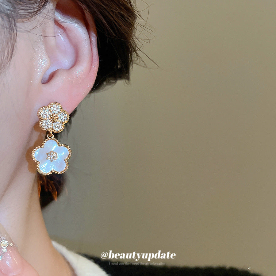 A廠【WE4953】18k真金電鍍925銀針鋯石花朵五瓣花耳環宮廷風耳環輕奢高級感耳飾女
 25.10-4