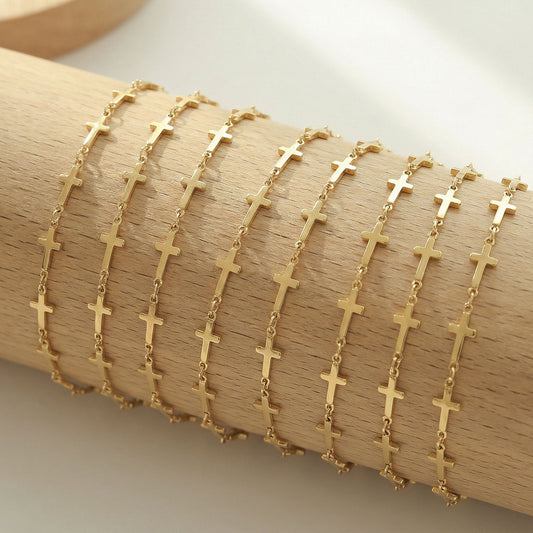 B廠【E081】歐美ins潮流手飾時尚小眾設計感幾何十字架拼接手鍊跨境百搭手鍊
26.02-1