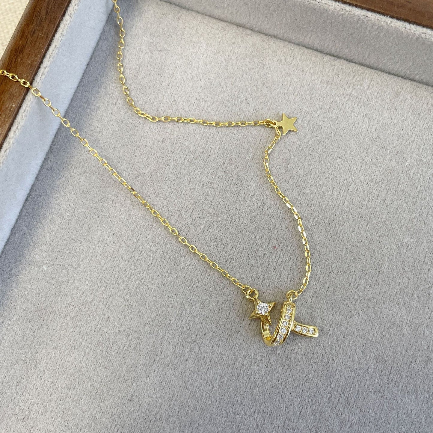 F廠【DQ0579N】S925純銀輕奢精緻流星軌跡項鍊女甜美感星星鎖骨鏈小紅書爆款 25.03-3