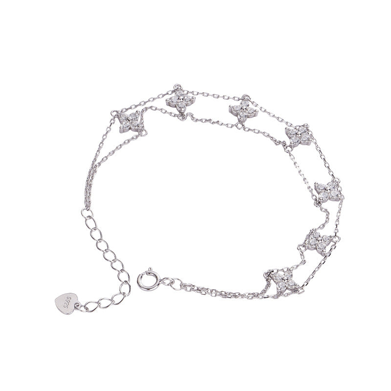 E廠【XDQ0708S】S925純銀韓版精緻四葉草雙層手鍊女輕奢時尚七朵花氣質手飾品
25.12-2