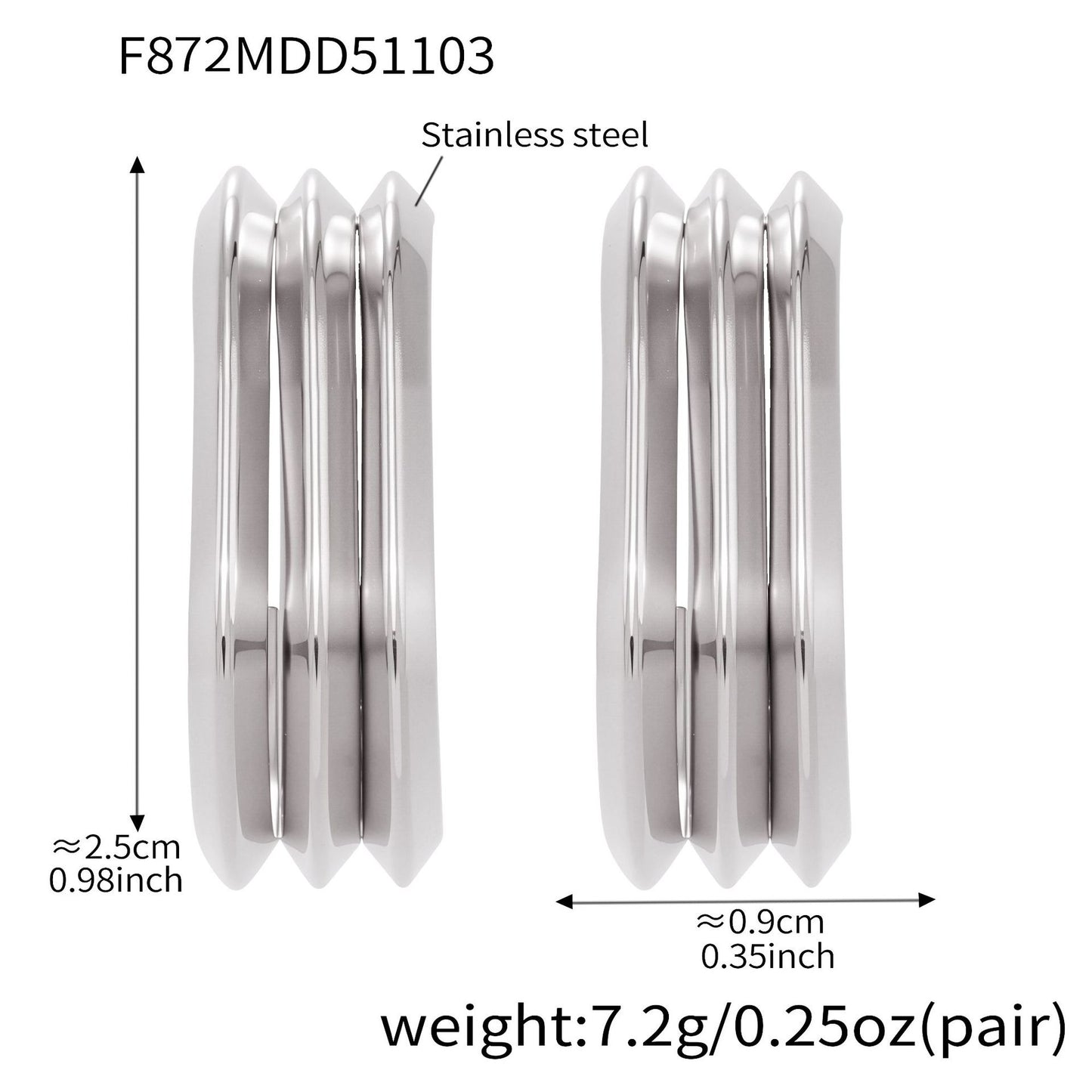 B廠【F753】ins風小眾設計三層愛心耳環不鏽鋼18k鍍金耳環不掉色耳飾
25.11-1