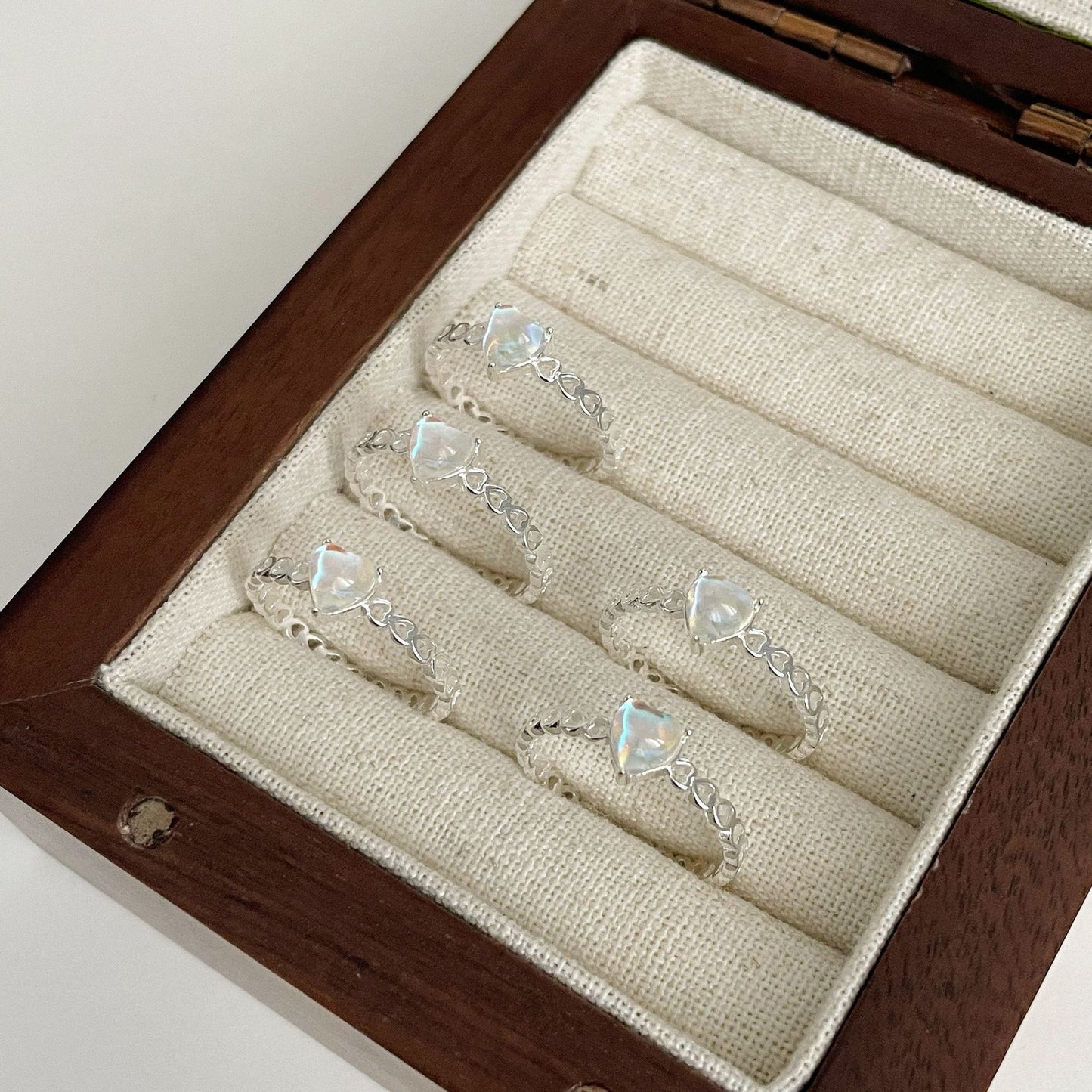 F廠【DQ8730R】S925純銀炫彩鋯石愛心戒指女精緻甜美鏤空心形開口指環疊戴潮 25.06-1