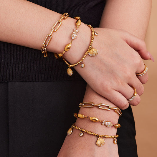 B廠【E368】歐美ins時尚秋季不鏽鋼18k鍍真金長方形鑲鋯石女士百搭手鍊
 25.09-1