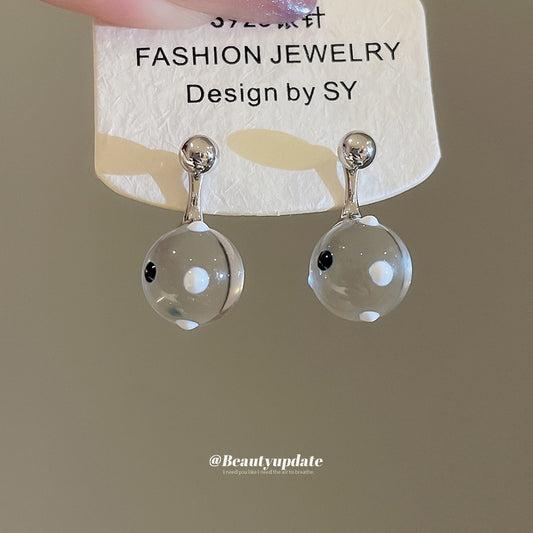 A廠【WE4121】925銀針水晶幾何圓形吊墜耳環時尚簡約百搭氣質耳環輕奢高級感耳飾女
 25.10-3