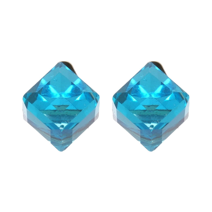 A廠 【HE26487】925銀針水晶立體方形耳環簡約清新耳環時尚高級感百搭耳環設計感小眾 25.05-4