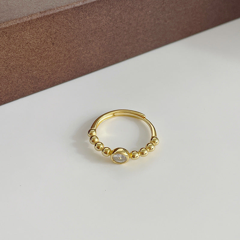 F廠【DQ8188R】中古風輕奢泡泡圓珠戒指女S925純銀高級感精緻疊戴食指戒指環 25.02-4