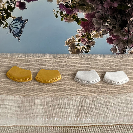 C廠【5977】時尚高級感925銀針拉絲質感幾何異形不規則字母耳環耳飾 25.05-1