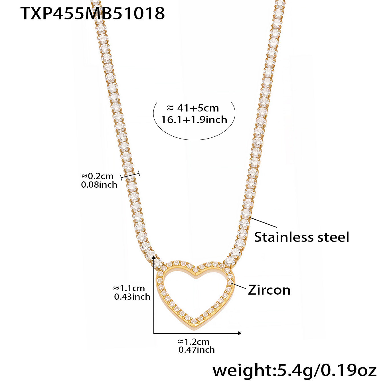 B廠【TXP455】不銹鋼滿鑽愛心鋯石項鍊手鍊耳環 鍍18k金歐美時尚輕奢首飾
 25.10-4