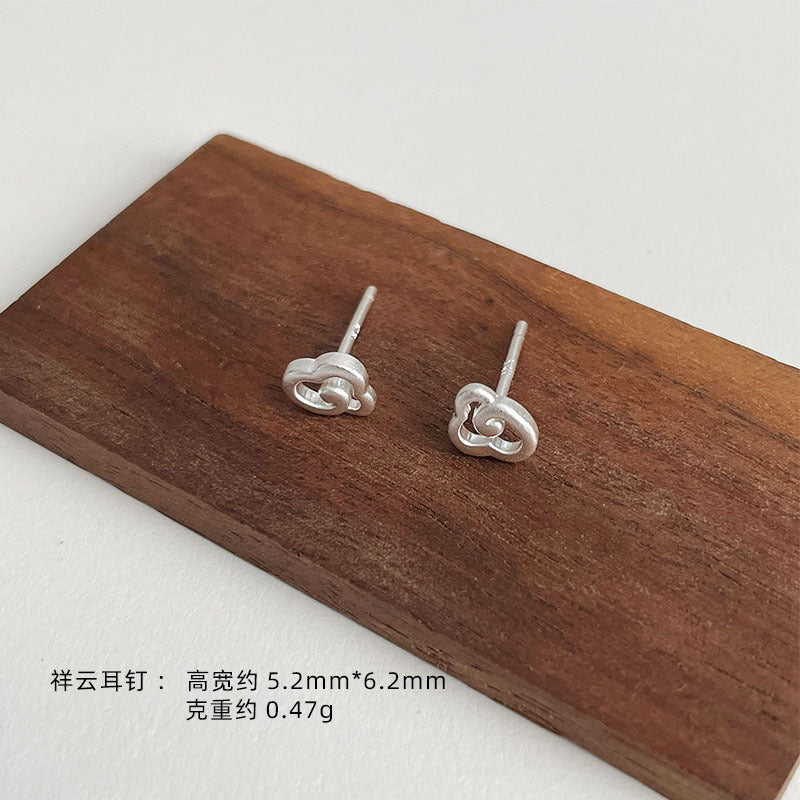 F廠【DQ10182E】999純銀養耳洞耳環女氣質迷你蝴蝶耳飾簡約愛心磨砂足銀耳飾 25.03-4