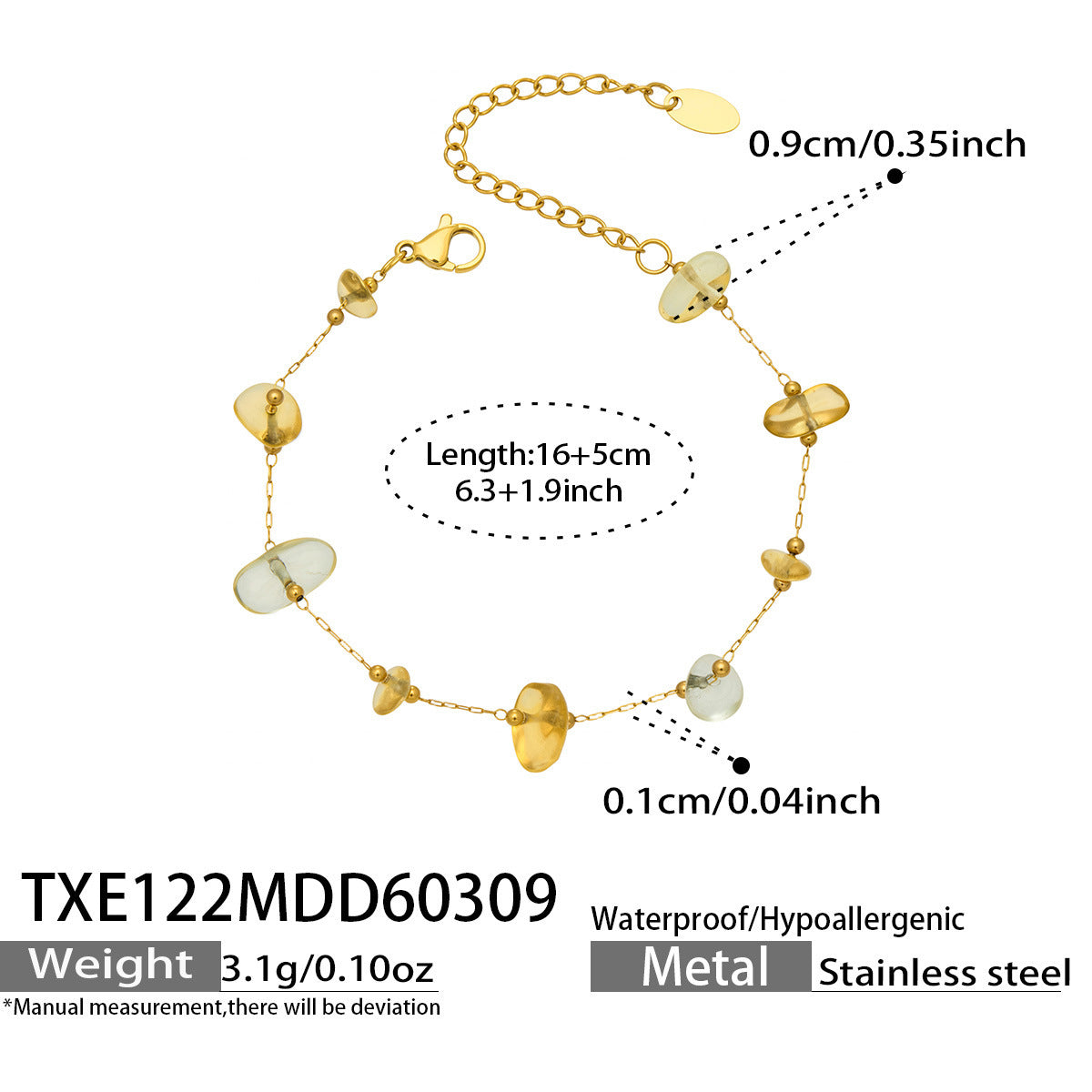 B廠【TXP120】歐美輕奢簡約個性天然碎石手工鍊項鍊手鍊套組不銹鋼鏈條鍍18k金
26.03-3