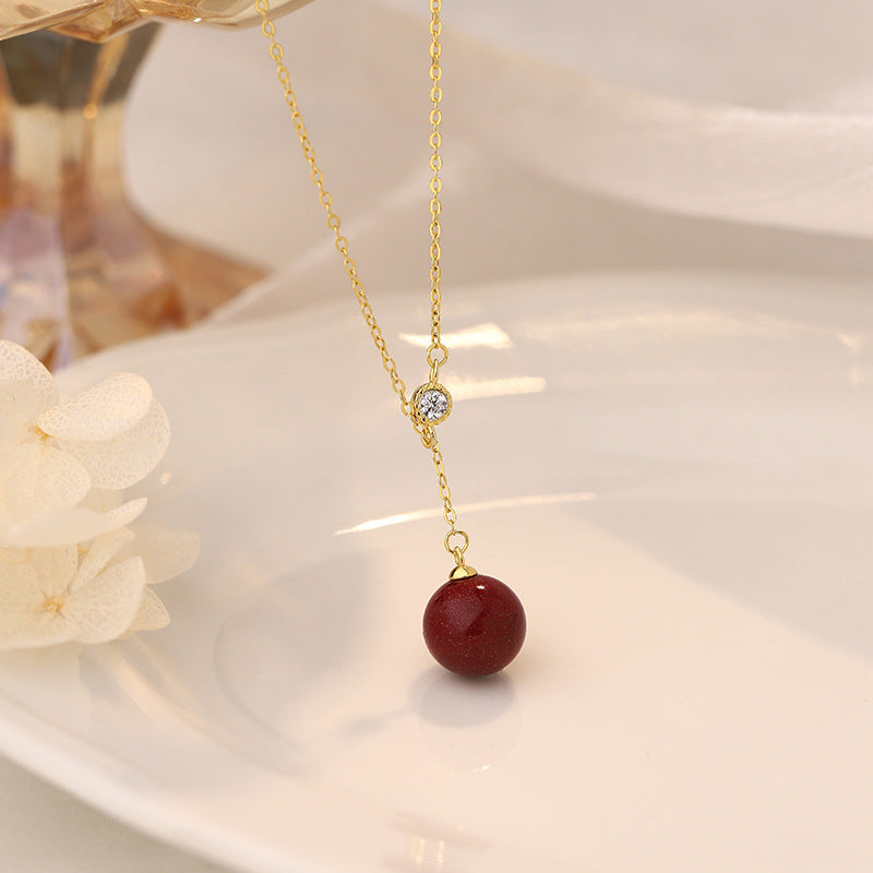 E廠【YC0277N】S925純銀珍珠紫金砂項鍊多款式幾何簡約輕奢甜鎖骨鏈 25.03-2