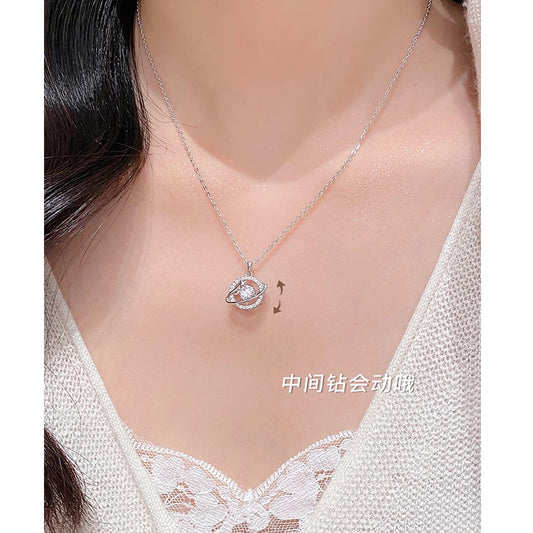 F廠【DQ0616N】小眾設計行星軌跡星球S925純銀項鍊閃耀靈動星河鎖骨鏈高級感 25.05-1