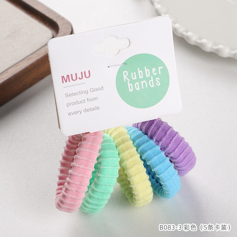 D廠【B083】5條卡裝皮筋高彈性條紋無接縫髮圈高級感吊牌頭繩高馬尾無痕髮繩 25.04-1「D廠-單筆結帳需滿,NT$600出貨(不含運費)」