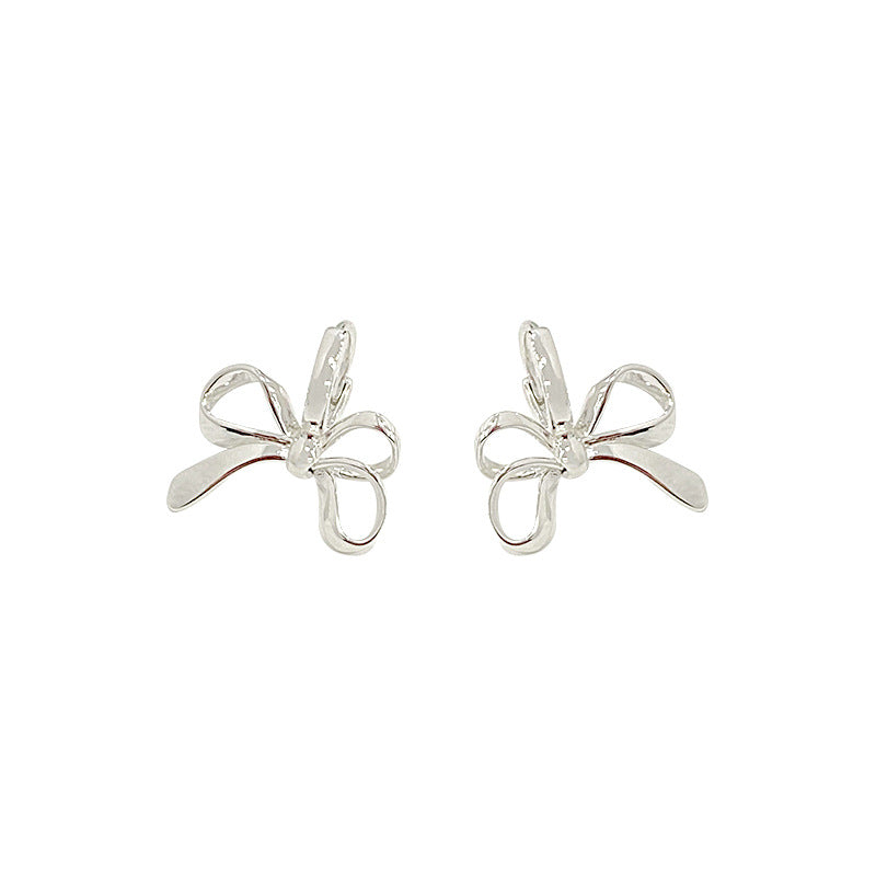 E廠【YC9742E】S925純簡約蝴蝶結耳扣女甜美時尚少女感新款防掉耳圈耳飾 24.04-2
