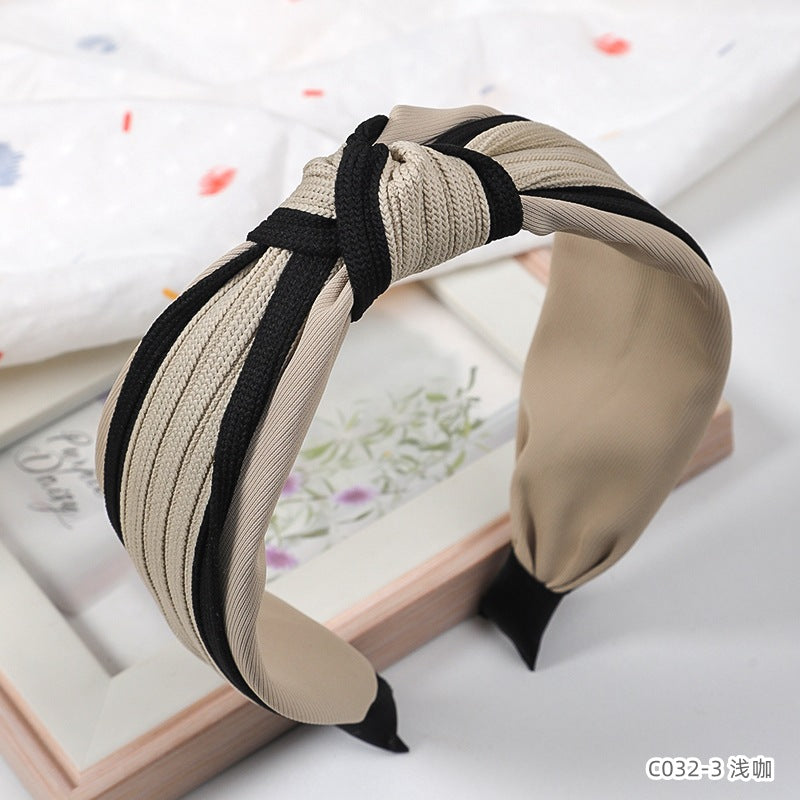 D廠【C032】小香風高級感黑白條紋髮箍復古交叉蝴蝶結髮飾減齡氣質高顱頂頭箍 24.11-5「D廠-單筆結帳需滿,NT$600出貨(不含運費)」