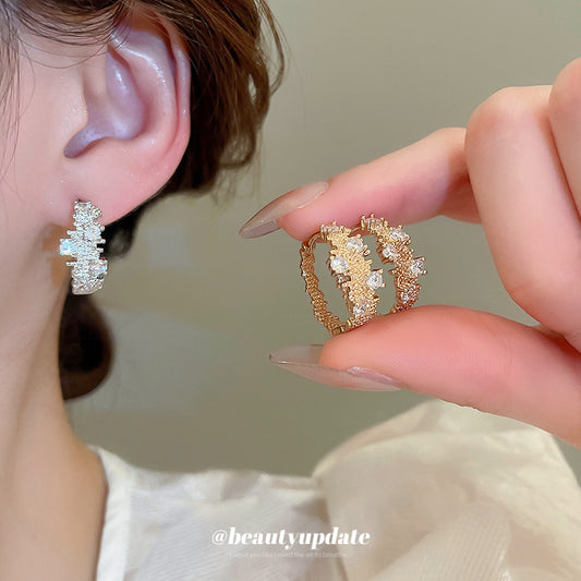 A廠【HE26303】鋯石不規則幾何耳環歐美復古輕奢百搭耳環小眾高級感氣質耳環 25.05-2