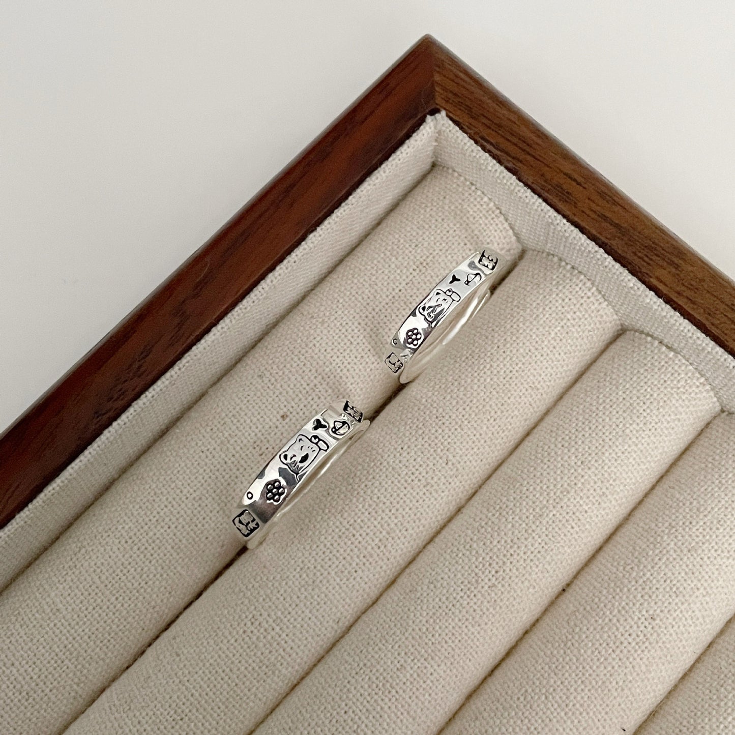 F廠【DQ8593R】999足銀新中式吉言貓咪戒指女時尚簡約納福小貓純銀推拉指環 25.04-2