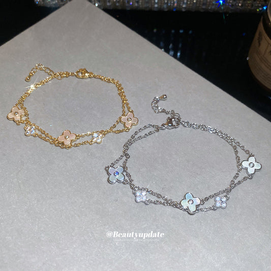 A廠【WB1740】18K真金電鍍花朵可調式手鍊簡約時尚日常百搭手環輕奢高級感手飾
 25.10-5