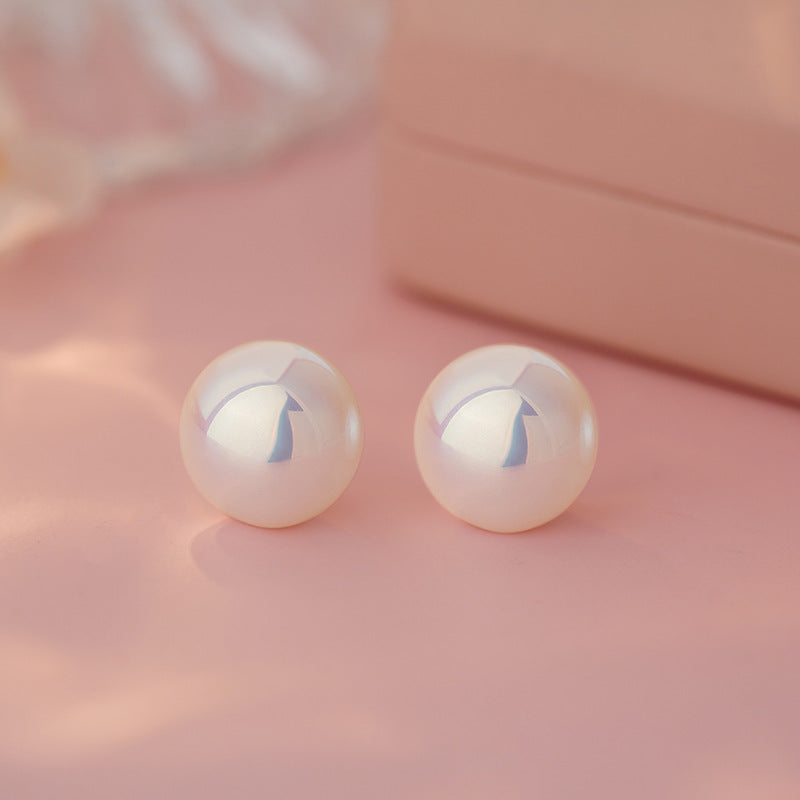 E廠【YC3007E】999足銀珍珠耳環韓版星空幻彩耳環人魚姬輕奢多尺寸耳飾 25.04-1