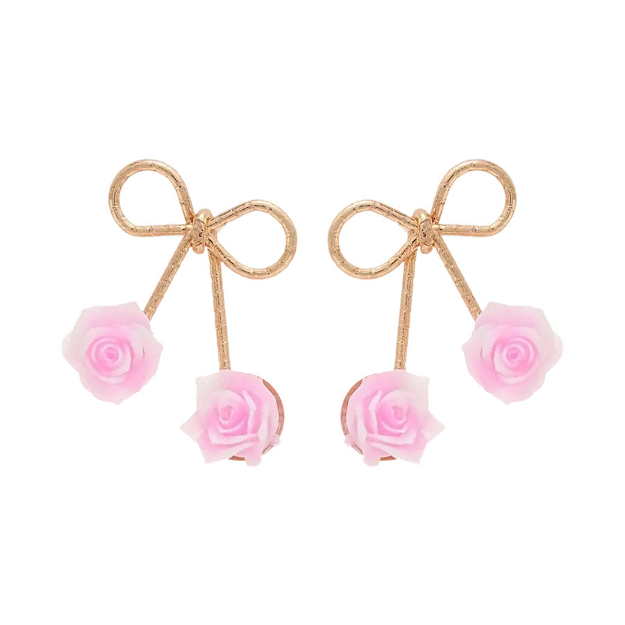 A廠【HE25556】925銀針樹脂蝴蝶結花朵耳環甜美清新氣質耳環時尚百搭耳飾小眾高級感 25.03-4