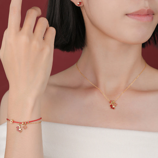 D廠【YC2901N】原創純銀S925以夢為馬項鍊馬年紅繩手繩氣質本命耳環喜慶手飾
26.01-1