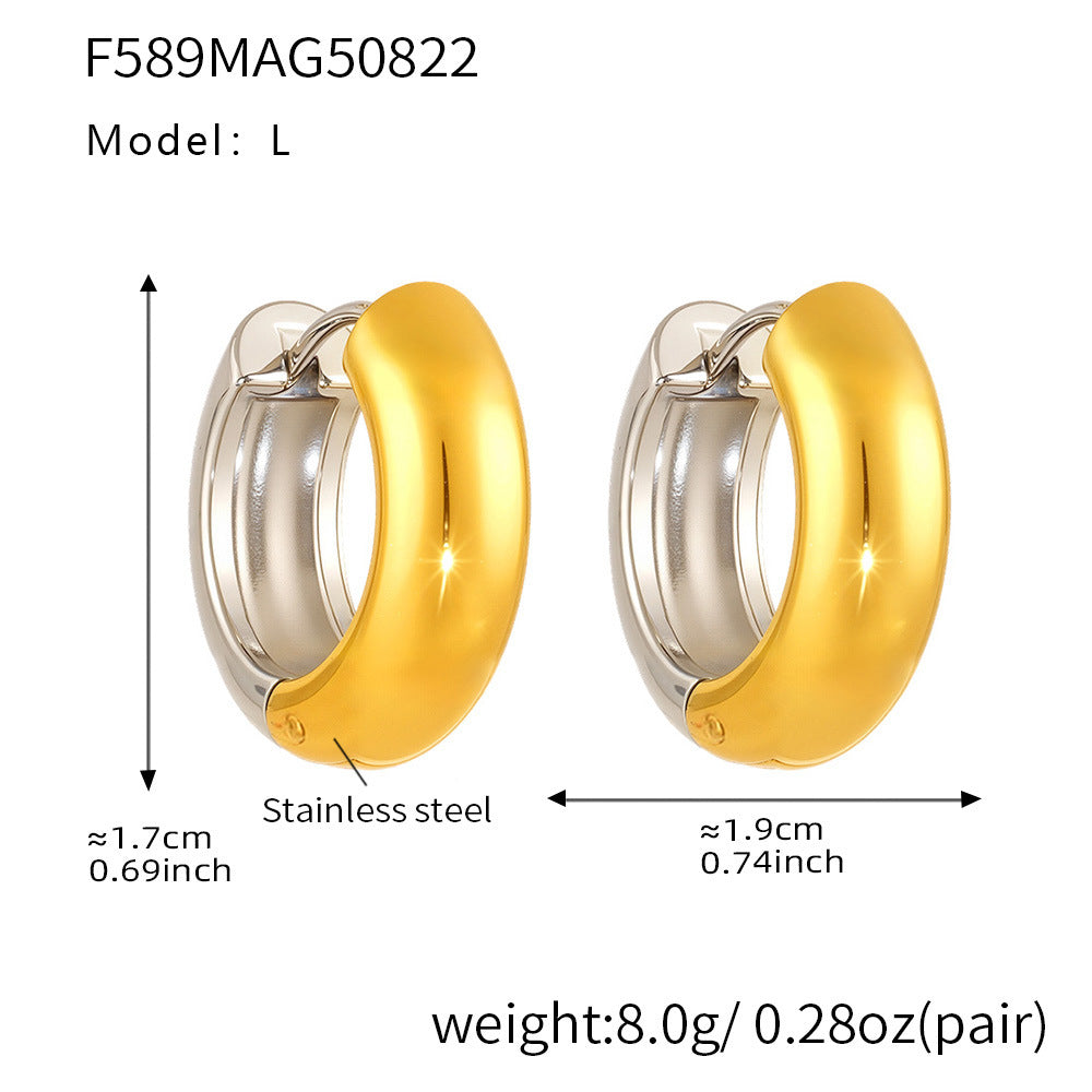 B廠【F589】歐美不鏽鋼精緻小巧時尚耳環簡約通勤百搭ins風耳飾鍍18k金 25.08-5