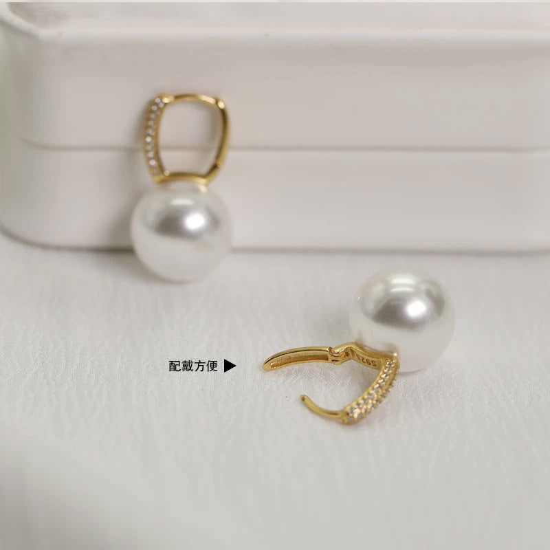 F廠【DQ10765E】S925純銀法式輕奢正圓仿珍珠耳扣女高級感微鑲經典百搭耳環潮
25.09-3