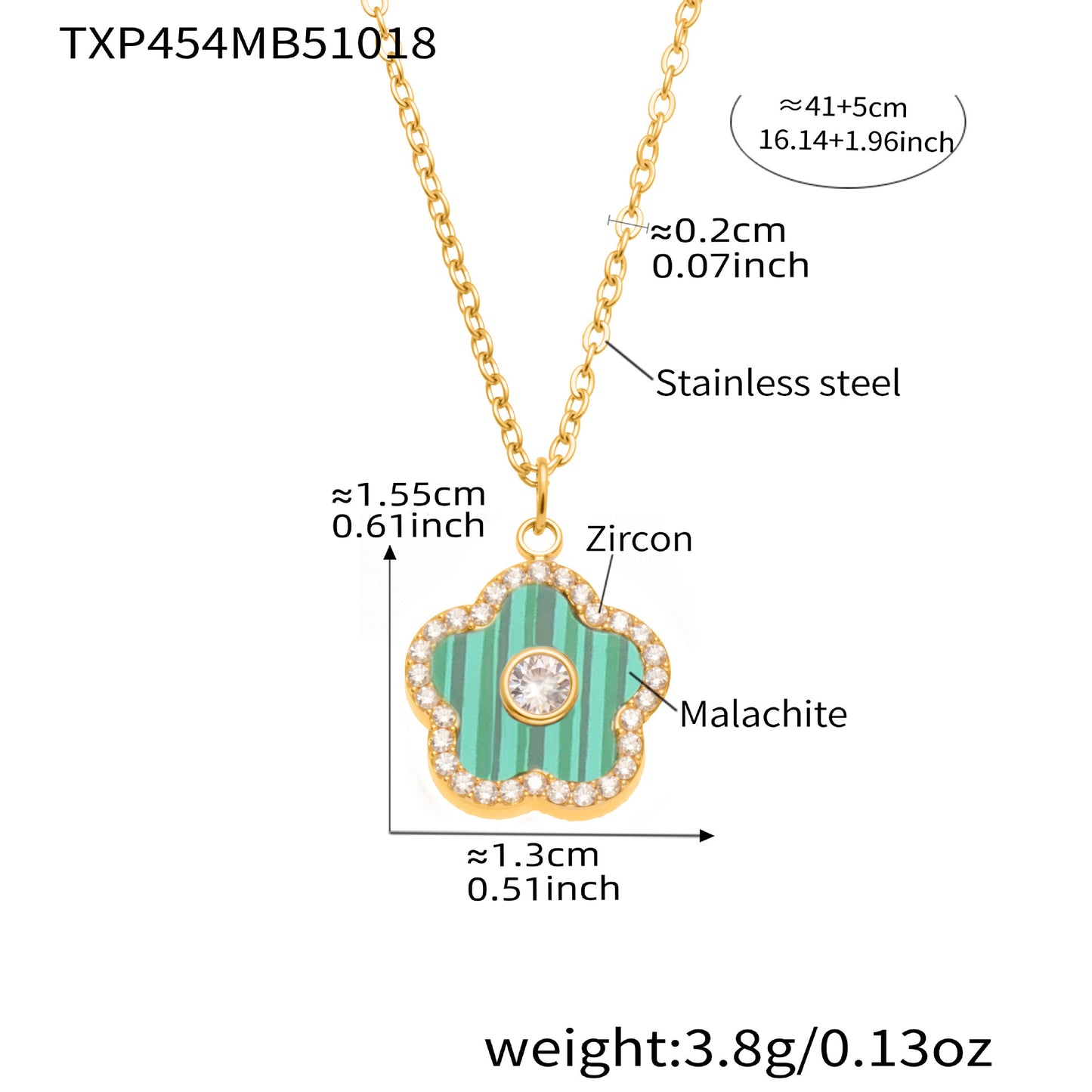 B廠【TXP453】不銹鋼天然水晶石切面爪鑲鋯石方塊五葉花吊墜項鍊手鍊套裝
 25.10-4