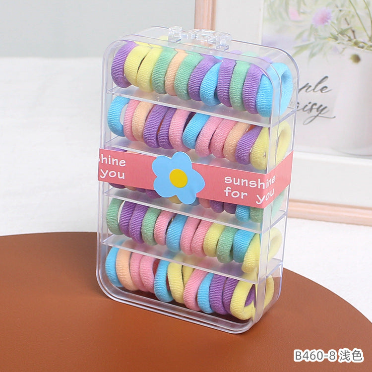 D廠【B460】60條盒裝兒童小髮圈甜美不傷髮無痕皮筋寶寶頭繩高彈性無接縫髮繩 24.07-2「D廠-單筆結帳需滿,NT$600出貨(不含運費)」