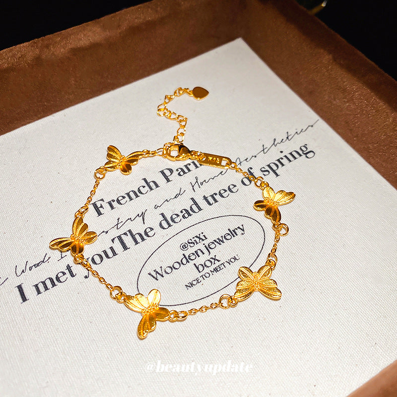 A廠【HB3467】真金電鍍條紋蝴蝶手鍊輕奢高級感新中式手環百搭氣質設計感手飾女 25.01-4