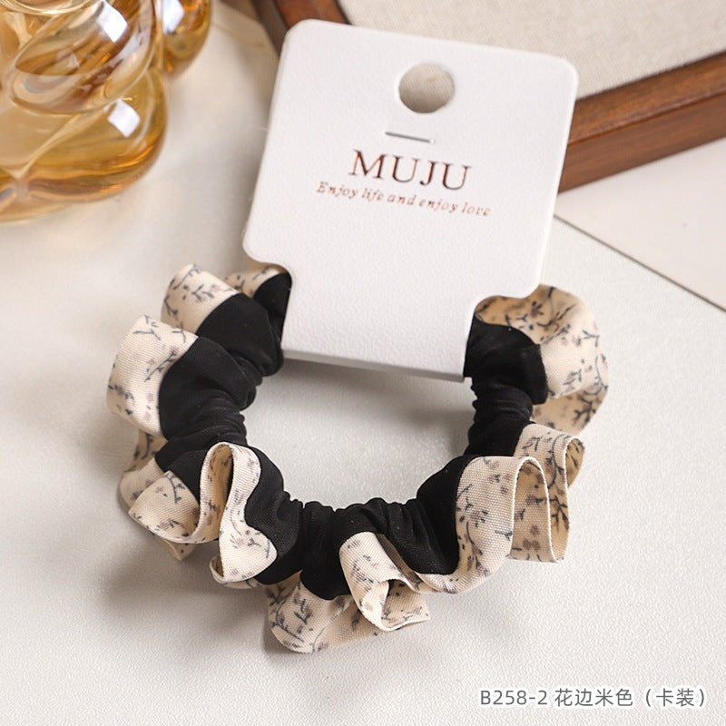 D廠【B258】【卡裝】氣質花邊小腸髮圈時尚褶皺髮繩條碼髮飾少女高馬尾皮筋 25.05-3「D廠-單筆結帳需滿,NT$600出貨(不含運費)」
