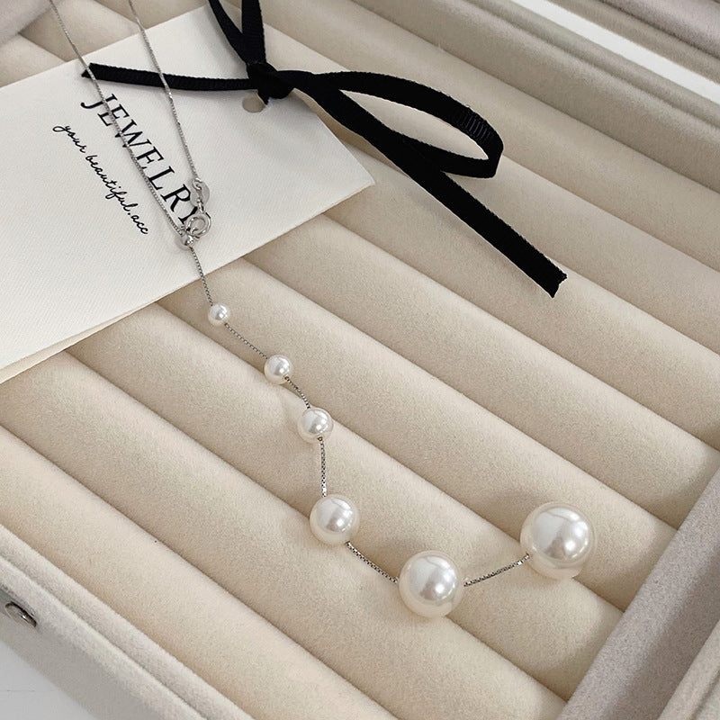 E廠【YC0803N】S925純銀珍珠項鍊輕奢設計氣質百搭小清新小眾百搭鎖骨鏈 24.07-4