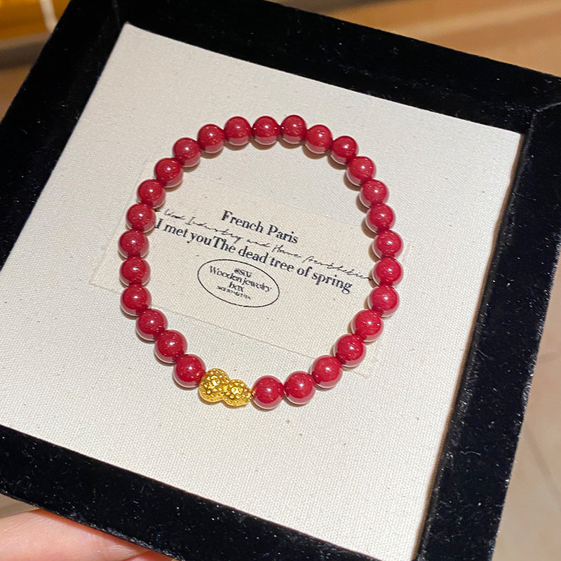 A廠【WB297】新年紅色硃砂淡水珍珠手鍊輕奢高級感手串手環簡約時尚氣質手飾女 25.01-2