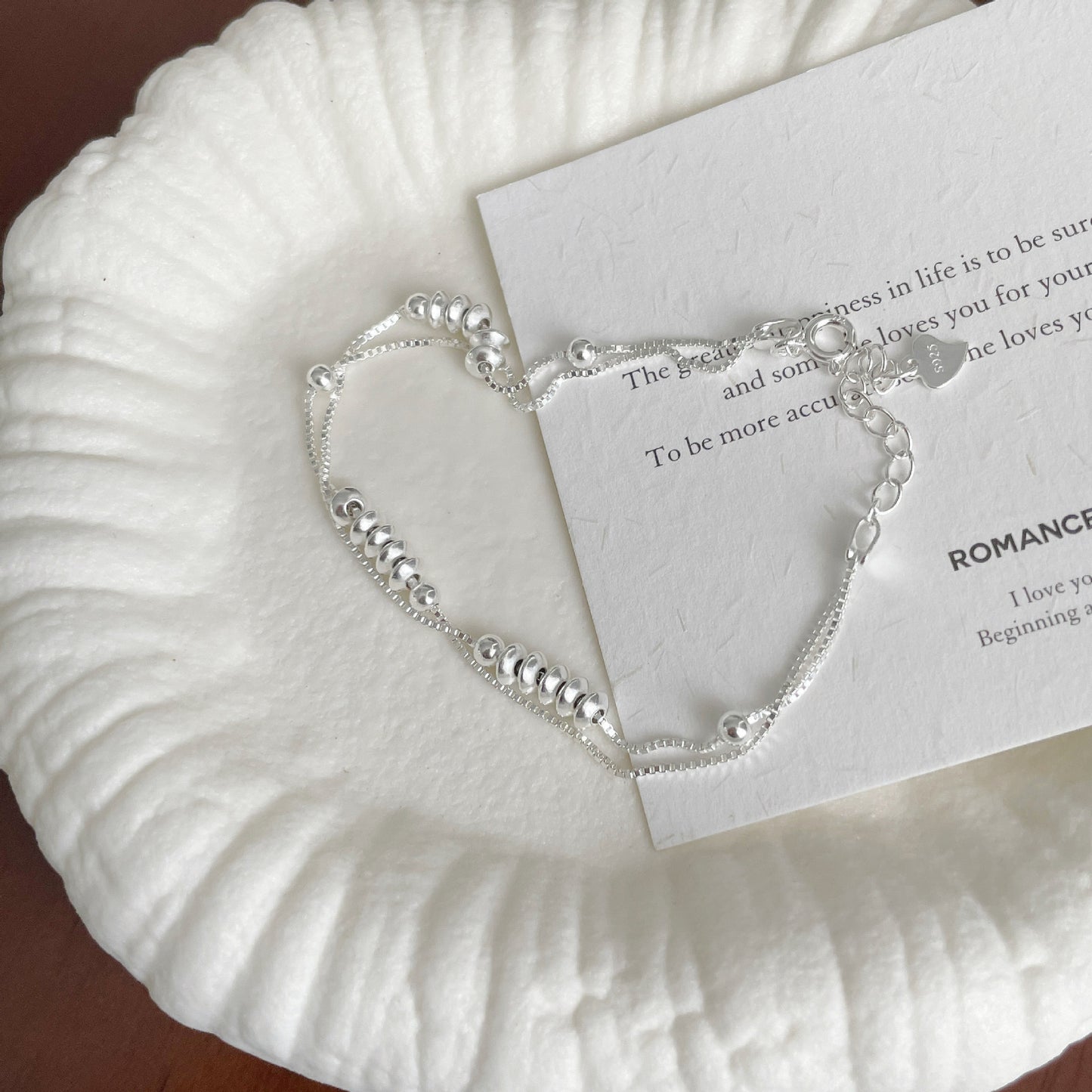 F廠【SB4143】S925純銀韓版小眾雙層飛盤珠手鍊女ins時尚簡約精緻百搭手飾 25.04-2