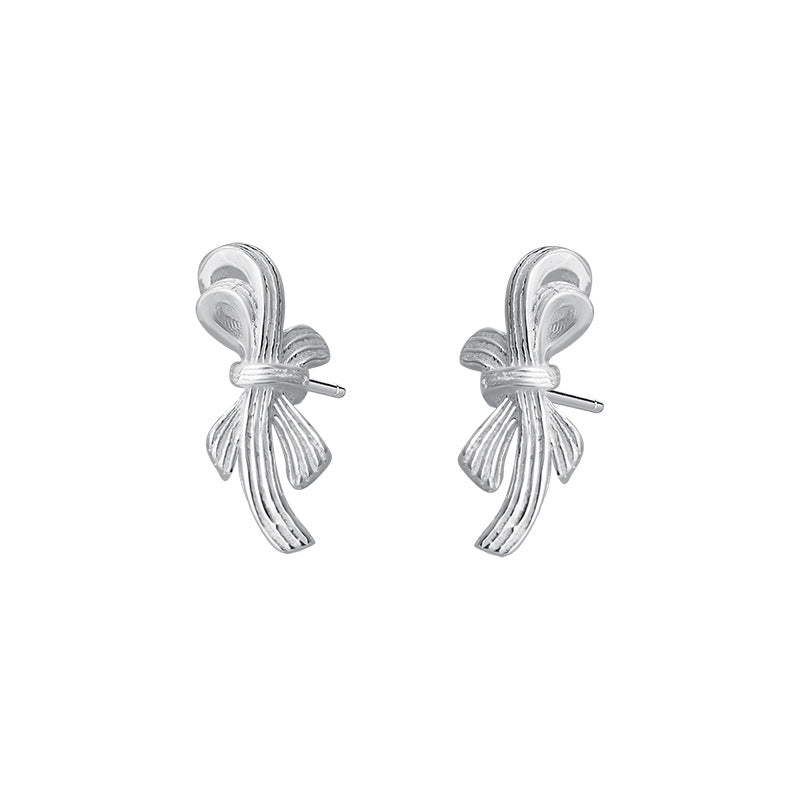 E廠【YC7723E】S999足銀甜美蝴蝶結耳環女可愛溫柔公主日常百搭高級感耳飾 25.03-4