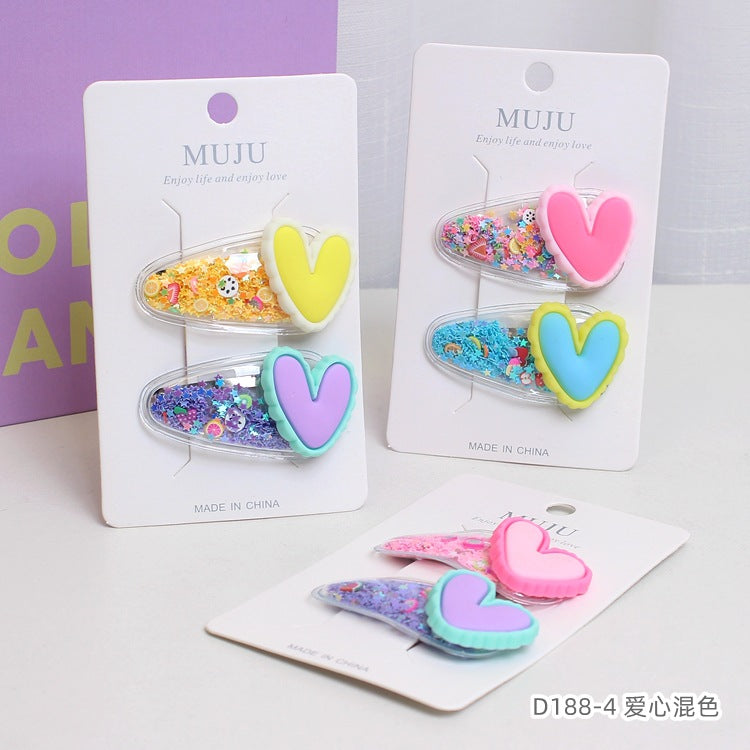 D廠【D188】兒童流沙髮夾超可愛卡通公仔BB夾時尚2只對裝側邊夾糖果色瀏海夾 24.03-2「D廠-單筆結帳需滿,NT$600出貨(不含運費)」