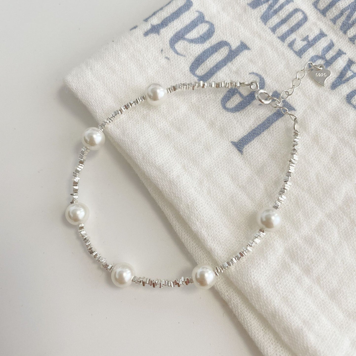 F廠【DQ1777N】S925純銀精緻碎銀子施家仿珍珠項鍊女氣質優雅ins珍珠手鍊潮 25.02-3