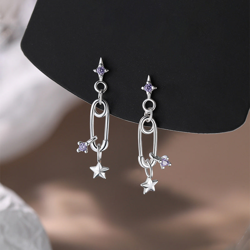 F廠【XDQ10840E】S925純銀韓版簡約星星回形針耳環女精緻小清新鋯石別針耳飾潮
25.10-5