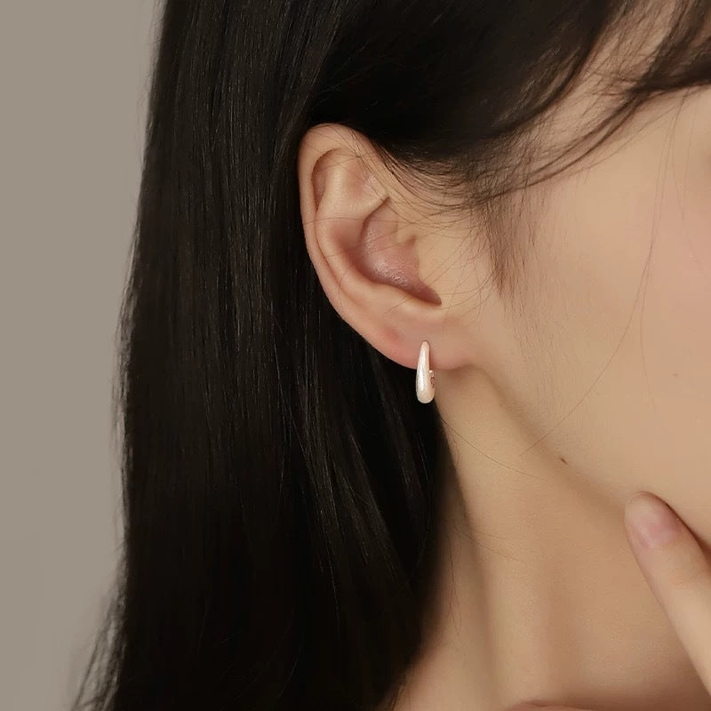 F廠【DQ11232E】S925純銀ins冷淡風拉絲素圈耳環輕奢高級感氣質耳環品耳扣女 25.04-4