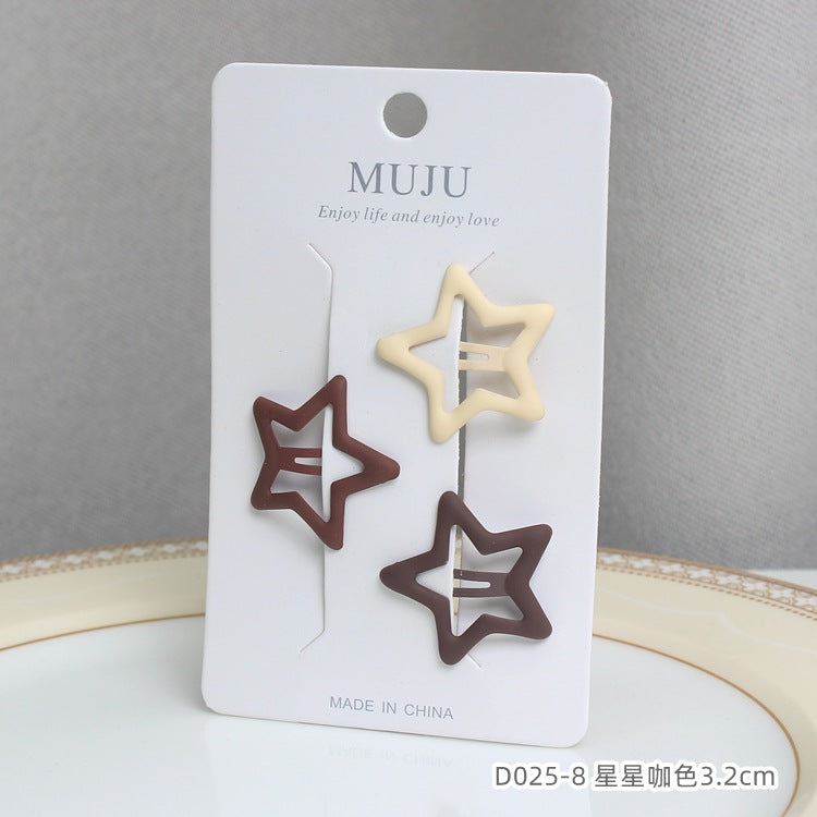 D廠【D025】簡約髮飾咖色系套裝髮夾3號卡裝BB夾立體感滴油磨砂側邊瀏海夾 24.03-1「D廠-單筆結帳需滿,NT$600出貨(不含運費)」