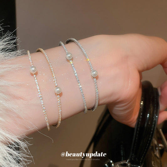 A廠【HB4776】超閃鋯石珍珠雙層開口手鐲歐美潮流百搭氣質手環輕奢高級感耳飾女
 25.10-4