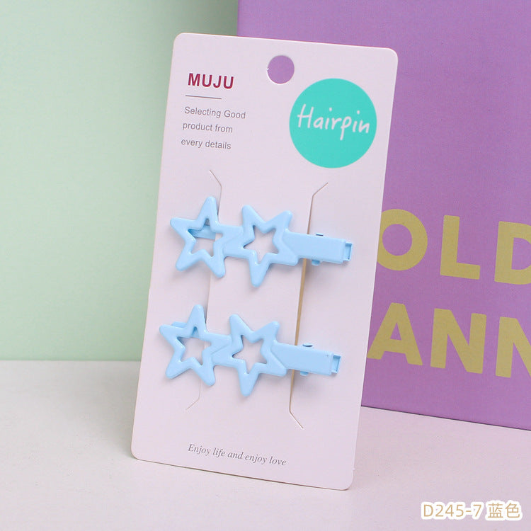 D廠【D245】無痕五角星星髮夾多巴胺少女金屬髮卡高級感對裝鴨嘴夾碎髮瀏海夾 24.06-4「D廠-單筆結帳需滿,NT$600出貨(不含運費)」