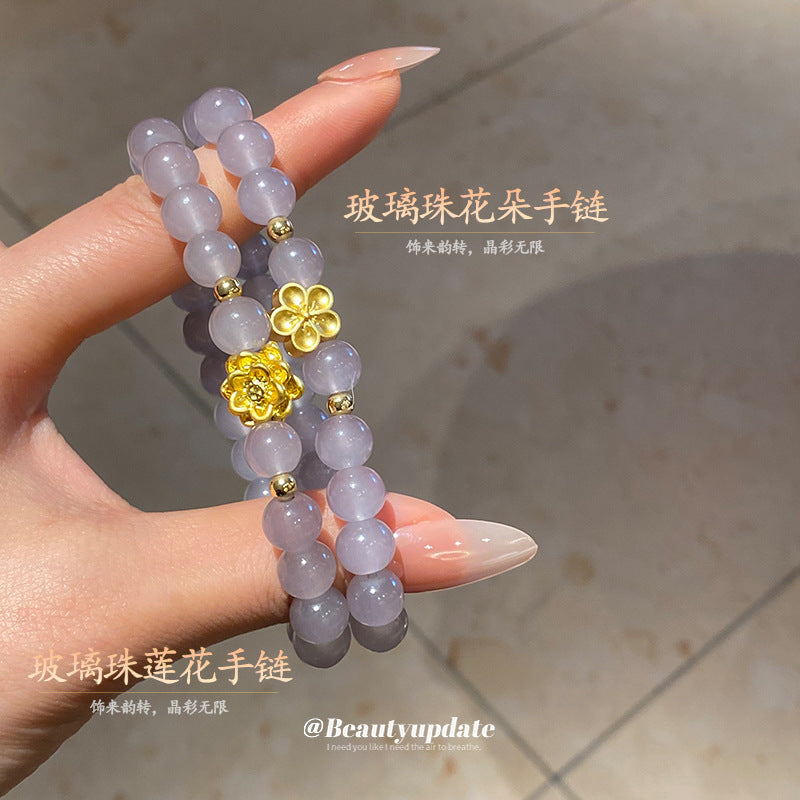 A廠【HB3516】新中式復古蓮花手鍊小眾簡約時尚串珠手串輕奢高級感氣質手飾 25.03-1